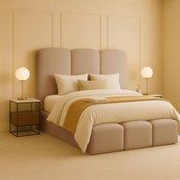 Desire Deco Rivas Upholstered Storage Bed - Double, King, Super King in Beige | Size: Small Double