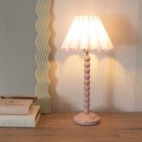 ValueLights Bobbins Painted Rose Table Lamp with Scallop Tapered Lamp Shade in Lilac