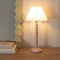 ValueLights Bobbins Painted Rose Table Lamp with Scallop Tapered Lamp Shade in White