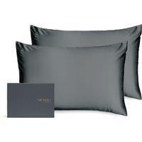 Silk Addict 100% Mulberry Silk Pillowcase Twinpack - Caramel in Charcoal | Size: Standard Pillow Case
