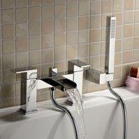 Nes Home Waterfall Chrome Bath Shower Mixer Tap with Handset Kit in Metallic Silver
