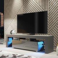 Mex Furniture LTD TV Unit with LED Lighting & Gloss Doors / 160cm in Dark Grey