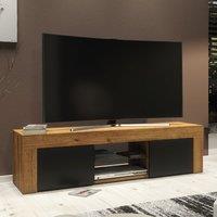 Creative Furniture Loom TV Unit 130cm Modern - Oak with Black Matt Doors in Brown