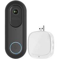 Light Glow 1080P Wired & Wireless Video Doorbell kit with 5200mah battery & USB foldable Chime in Black