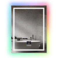 ENER-J LED Mirror CCT & RGB in borders with Bluetooth Speaker, Rectangular shape- Width 50cm;Height 70cm in White | Size: 100 cm x 100 cm