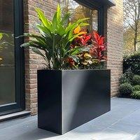 Woven Wood 100cm Long Zinc Matte Black 80cm Tall Trough Planter
