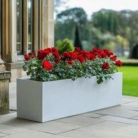 Woven Wood 100cm Zinc Galvanised Matte White Trough Planter