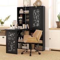 HOMCOM Convertible Desk with Blackboard Multi-function Workstation in Black
