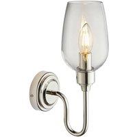 Netlighting Livorno Wall Lamp Bright Nickel Plate Clear Glass in Silver