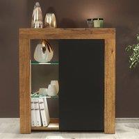 Mex Furniture LTD Sideboard Serene 83cm - Dark Oak & Black Matt Doors & LED Lights
