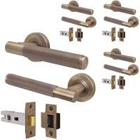 AFIT Antique Brass Door Handle Latch Set Internal Door Handle Latch 4 Pack in Bronze | Size: 150mm x 150mm