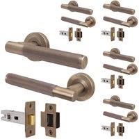 AFIT Antique Brass Door Handle Latch Set Internal Door Handle Latch 5 Pack in Bronze | Size: 150mm x 150mm