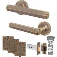 AFIT Antique Brass Fire Door Handle Latch Set Internal with Latch Hinges in Bronze | Size: 150mm x 150mm