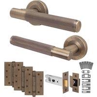 AFIT Antique Brass Fire Door Handle Latch Set Internal with Latch Hinges in Bronze | Size: 150mm x 150mm
