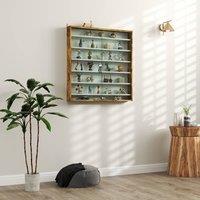 HOMCOM 7-Tier Wall Display Cabinet w/ Adjustable Shelves Glass Doors in Brown | Size: Large