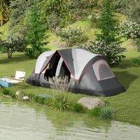 OUTSUNNY 2 Room Camping Tent with Rainfly & Screen Panels, Grey