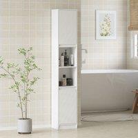 HOMCOM Narrow Bathroom Storage Cabinet with Open Compartment, White