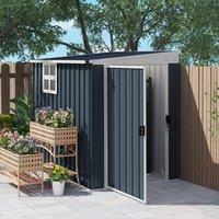 OUTSUNNY Outdoor Garden Storage Shed with Window, Dark Grey