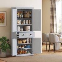 HOMCOM Tall Kitchen Cupboard, Kitchen Pantry Cabinet with Drawer, Shelves in Grey