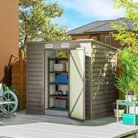 OUTSUNNY 6 x 4FT Galvanised Metal Garden Shed with Lockable Door, Grey in Light Grey