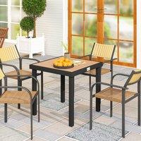 OUTSUNNY 78 cm Garden Dining Table for 4, Square Outdoor Side Table, Natural