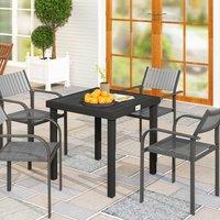 OUTSUNNY 78 cm Garden Dining Table for 4, Square Outdoor Side Table, Black