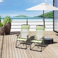 OUTSUNNY Garden Chairs Set of 2 Folding Camping Chair Recliners, Green | Size: 2 Pack