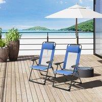OUTSUNNY Garden Chairs Set of 2 Folding Camping Chair Recliners, Blue | Size: 2 Pack