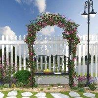 OUTSUNNY Garden Bench, Metal Garden Loveseat with Arch for Climbing Plants in Black