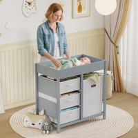 AIYAPLAY Baby Changing Unit with 4 Drawers, Diaper Changing Table in Grey