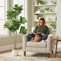 HOMCOM 180cm Artificial Fiddle Leaf Fig Tree, Realistic Fake Plant, Green