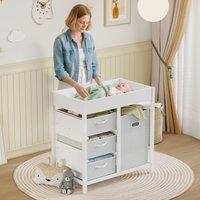AIYAPLAY Baby Changing Unit with 4 Drawers, Diaper Changing Table in White