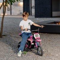 AIYAPLAY 24V Battery Powered Ride On Motorcycle with Rear Suspension in Pink