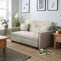Home Source Linen Upholstered Two Seater Pull-Out Double Sofa Bed 153 cm in Light Beige