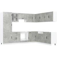 Berkfield Home 14 Piece Kitchen Cabinet Set Kalmar Concrete Grey Engineered Wood