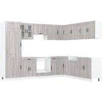 Berkfield Home 14 Piece Kitchen Cabinet Set Kalmar Grey Sonoma Engineered Wood