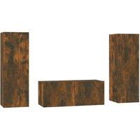 Berkfield Home 3 Piece TV Cabinet Set Smoked Oak Engineered Wood in Brown