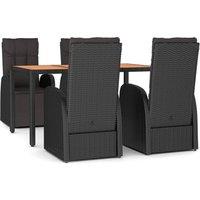 Berkfield Home 5 Piece Garden Dining Set Black Poly Rattan&Solid Wood Acacia