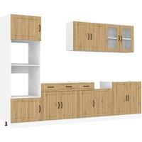 Berkfield Home 7 Piece Kitchen Cabinet Set Kalmar Artisan Oak Engineered Wood in Brown