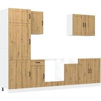 Berkfield Home 7 Piece Kitchen Cabinet Set Kalmar Artisan Oak Engineered Wood in Brown