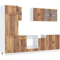 Berkfield Home 8 Piece Kitchen Cabinet Set Kalmar Old Wood Engineered Wood in Brown