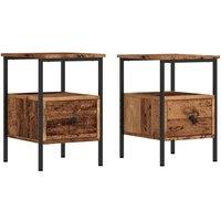 Berkfield Home Bedside Cabinets 2 pcs Old Wood 34x36x50 cm Engineered Wood in Brown | Size: 34 x 36 x 50 cm