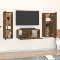 Berkfield Home Classic 3 Piece TV Cabinet Set Smoked Oak Engineered Wood in Brown