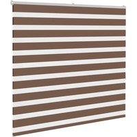 Berkfield Home Elegant Zebra Blind Brown 155x150 cm Fabric Width 150.9 cm Polyester