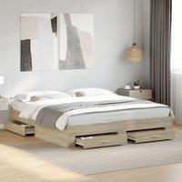 Berkfield Home Bed Frame with Drawers without Mattress Sonoma Oak 180x200 cm Super King in Brown