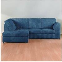 Furniture 786 Hannah Jumbo Cord Full Back 4 Seater Left Hand Facing Corner Sofa in Mid Blue