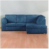 Furniture 786 Hannah Jumbo Cord Full Back 4 Seater Right Hand Facing Corner Sofa in Mid Blue