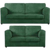 Furniture 786 Hannah Jumbo Cord Full Back 3+2 Seater Sofa Set in Green