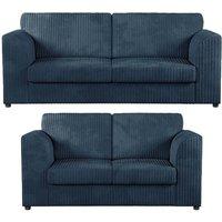 Furniture 786 Hannah Jumbo Cord Full Back 3+2 Seater Sofa Set in Navy