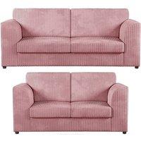 Furniture 786 Hannah Jumbo Cord Full Back 3+2 Seater Sofa Set in Pink